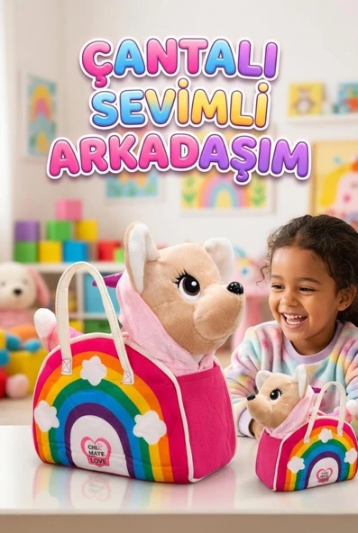 Çantalı Sevimli Arkadaşım: Sesli ve Hareketli Yürüyen Gökkuşağı Çantalı İnteraktif Köpek ürün görseli 1