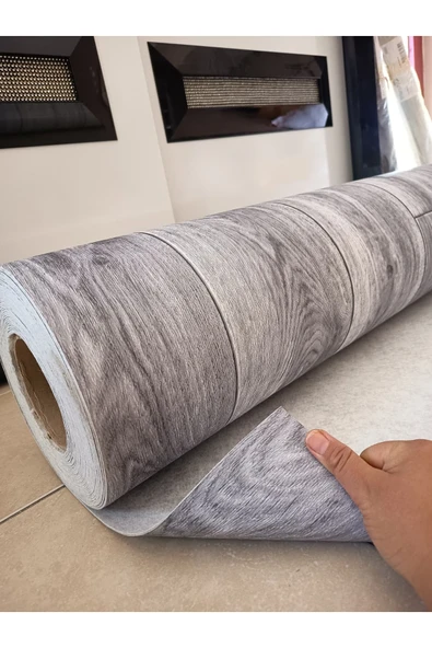 KADİRTARIM 0,50 CM X 350 CM PARKE DESENLİ KEÇELİ MUŞAMBA Pvc Yer Muşambası Ahşap GRİ Zemin Döşemesi Soba Altı ürün görseli 1