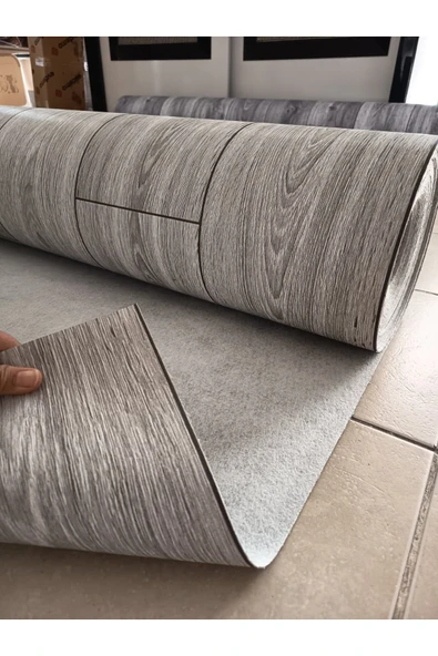 KADİRTARIM 2 X 5,5 METRE PARKE DESENLİ KEÇELİ MUŞAMBA Pvc Yer Muşambası Ahşap GRİ Zemin Döşemesi Soba Altı ürün görseli 1