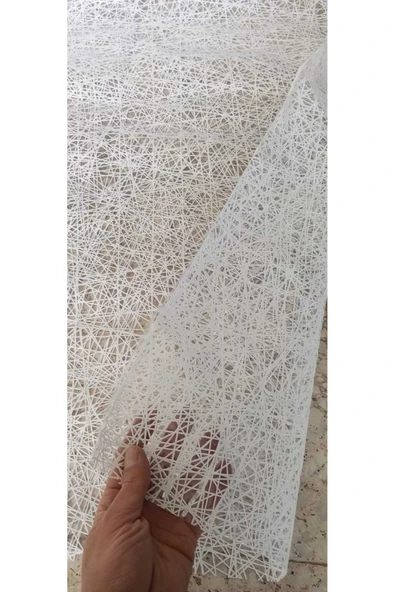 ÜN.K 140 X 350 CM Silinebilir Lüks Masa Örtüsü Şeffaf Hasır Desen Beyaz Pvc Masa Örtüsü ürün görseli 1