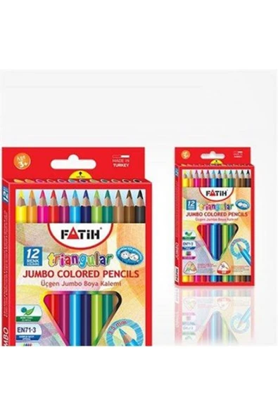 Jumbo Triangular Üçgen Kuruboya 12 Renk Tam Boy ürün görseli 1