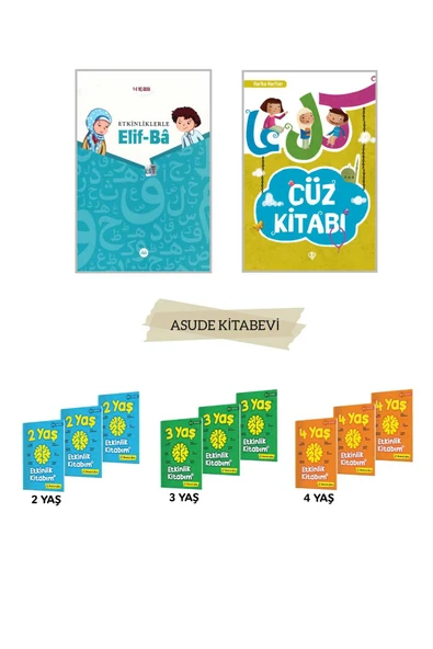 yükselen zeka 2-3-4 Yaş Etkinlik Kitabım Seti-Harika harfler Cüz Kitabı-4-6 Yaş Elif-BA-4'LÜ SET ürün görseli 1