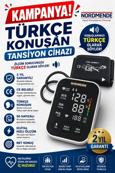 Nordmende şarjllı Koldan konuşan Dijital Tansiyon Aleti ürün görseli 1