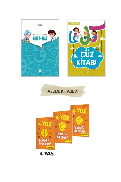 yükselen zeka 4 Yaş Etkinlik Kitabım Seti-Harika harfler Cüz Kitabı-4-6 Yaş Elif-BA-4'LÜ SET ürün görseli 1