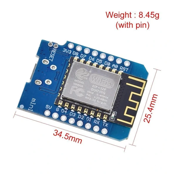 WeMos D1 Mini - ESP8266 12-F Tabanlı Arduino Kartı ürün görseli 1