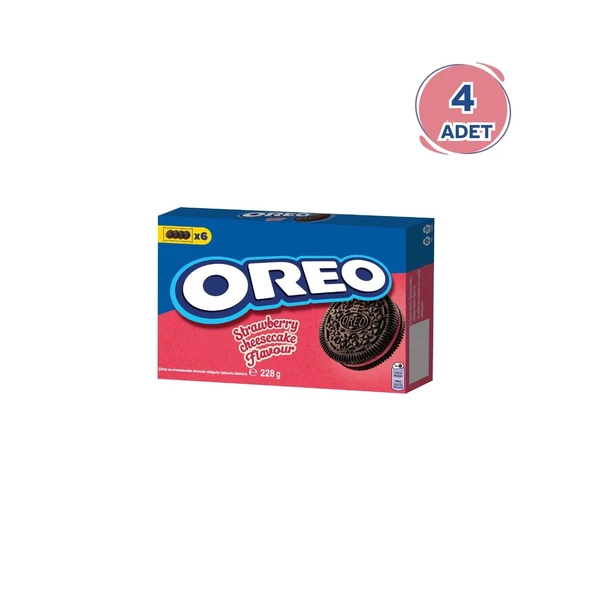 Oreo Bisküvi Çilekli 228gr - 4 Paket ürün görseli 1