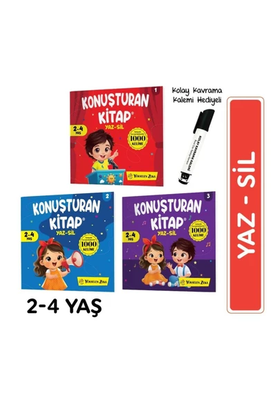 yükselen zeka Konuşturan Kitap Serisi (2-4 Yaş) Yaz-Sil Kitaplar ürün görseli 1