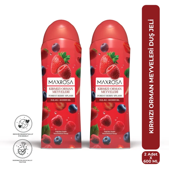 Maxrosa Kırmızı Orman Meyveleri Duş Jeli 600 ml x 2 Adet ürün görseli 1
