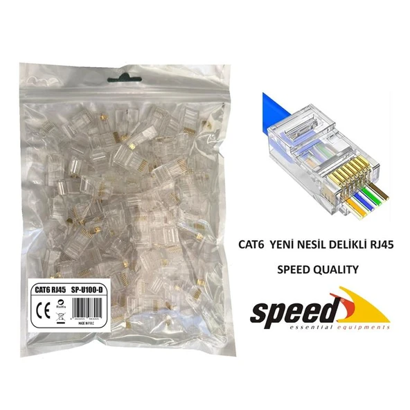 SPEED RJ45 SP U100 D 100lü paket Yeni Nesil Konnektör ürün görseli 1