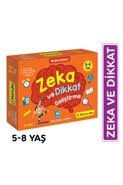 yükselen zeka 5-8 Yaş Zeka ve Dikkat Geliştirme Seti (Zeka Testleri, Okul ve Sınav Başarısı, Düşünme Becerileri, P ürün görseli 1