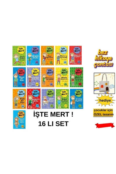 TÜRKİYE İŞ BANKASI KÜLTÜR YAYINLARI HARİKA-İŞTE MERT! SERİSİ -16 KİTAPLIK SÜPER SET.MERT İN ÖĞRETİCİ  MACERALARI-1.SINIF VE 2. SINIF ürün görseli 1
