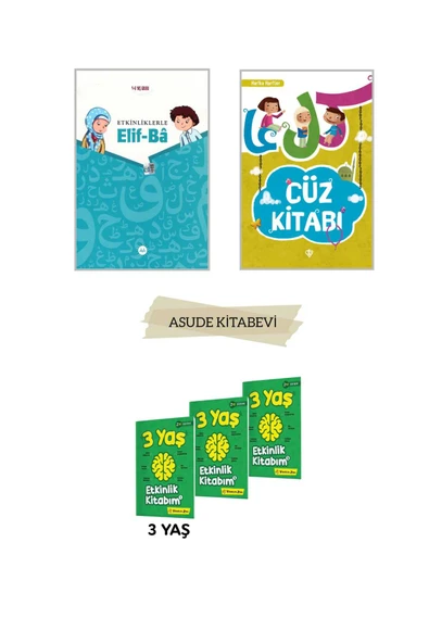 yükselen zeka 3 Yaş Etkinlik Kitabım Seti-Harika harfler Cüz Kitabı-4-6 Yaş Elif-BA-3'LÜ SET ürün görseli 1