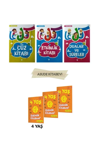 yükselen zeka 4-Yaş Etkinlik Kitabım Seti-Harika harfler Cüz-Etkinlik-Dualar ve Sureler-4'lü Set ürün görseli 1
