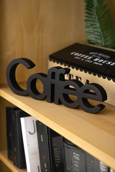 Dekoratif Mat Siyah Coffee Yazısı - Kahve Köşesi Aksesuarı 18 cm ürün görseli 1