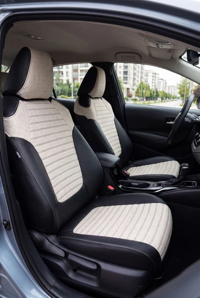 PANDA TOYOTA COROLLA HYBRİD 2019 - 2026 ARASI UYUMLU ARACA ÖZEL KETEN OTO KOLTUK KILIFI ürün görseli 1