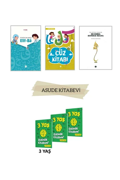 yükselen zeka 3 Yaş Etkinlik Kitabım Seti-EN GÜZEL İSİMLER 99 ESMA SONSUZ MANA-Cüz Kitabı-4-6 Yaş Elif-BA-4'LÜ SET ürün görseli 1