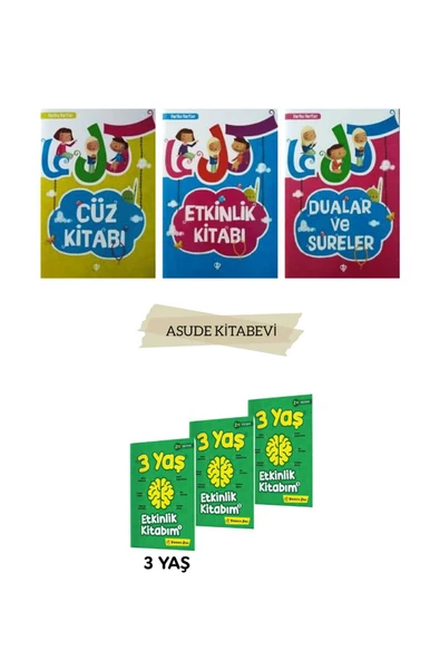 yükselen zeka 3-Yaş Etkinlik Kitabım Seti-Harika harfler Cüz-Etkinlik-Dualar ve Sureler-4'lü Set ürün görseli 1