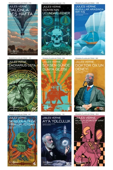 TÜRKİYE İŞ BANKASI KÜLTÜR YAYINLARI Jules Verne 9 Kitap Bilim Kurgu Seti ürün görseli 1