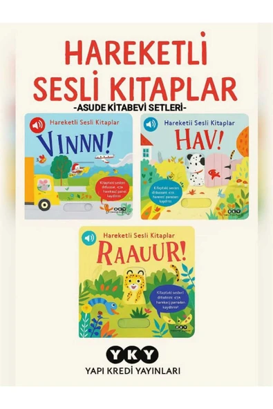 Yapı Kredi Yayınları Hareketli Sesli Kitaplar -Vınnn!-Raauur! -Hav!- 3 KİTAP SET ürün görseli 1