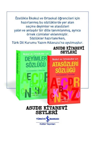 TÜRKİYE İŞ BANKASI KÜLTÜR YAYINLARI Deyimler Sözlüğü - İlkokul ve Ortaokullar İçin-Atasözleri Sözlüğü – İlkokul ve Ortaokullar İçin ürün görseli 1