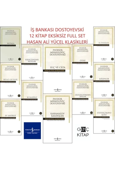 TÜRKİYE İŞ BANKASI KÜLTÜR YAYINLARI Ş Bankası Dostoyevski 12 Kitap Set Hasan Ali Yücel Klasikleri Suç Ve Ceza-karamazov-yeraltından ürün görseli 1