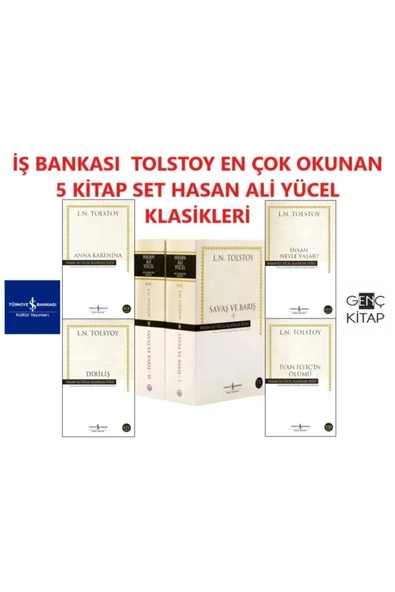 TÜRKİYE İŞ BANKASI KÜLTÜR YAYINLARI Iş Bankası Tolstoy 5 Kitap Set Hasan Ali Yücel Klasikleri Savaş Ve Barış-anna Karenina-diriliş ürün görseli 1