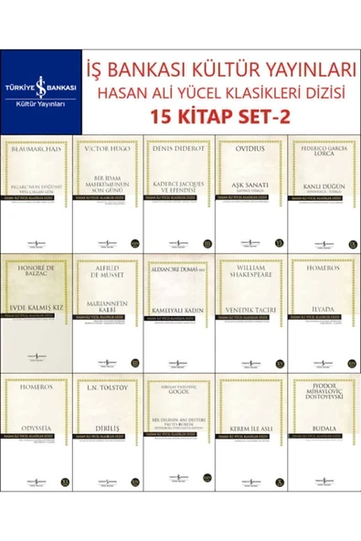 TÜRKİYE İŞ BANKASI KÜLTÜR YAYINLARI Iş Bankası Hasan Ali Yücel Klasikler Dizisi 15 Kitap Set 2 Hugo-balzac-gogol-tolstoy-homeros-dosto ürün görseli 1