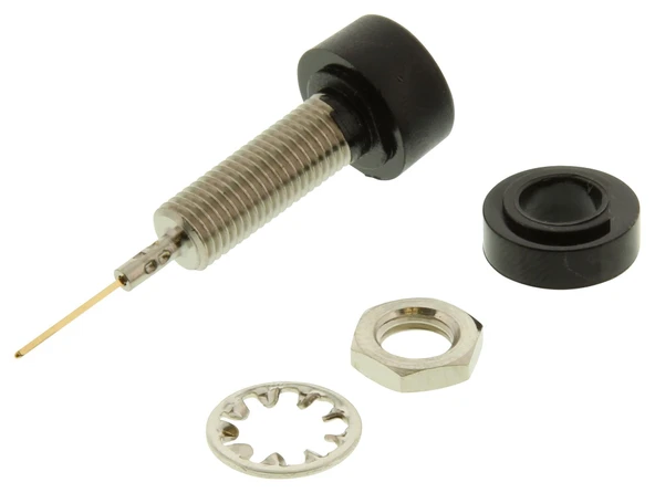 POMONA 4005-0 Tel Sarılmış Terminalli Pirinç Yalıtımlı Muz Jakı, 1,25" Uzunluk, Siyah (10'lu Paket) ürün görseli 1