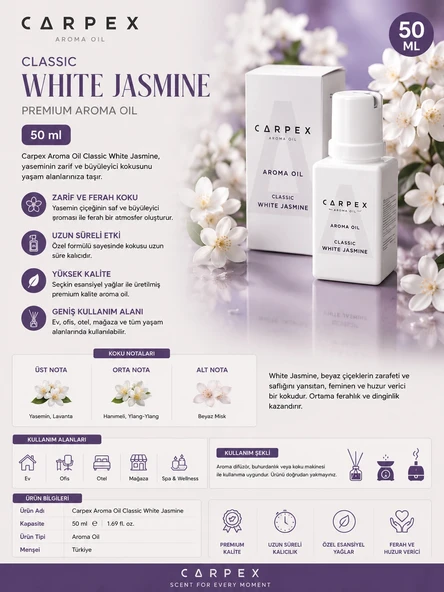 Carpex Aroma Oil 50 ml Classic White Jasmine ürün görseli 1