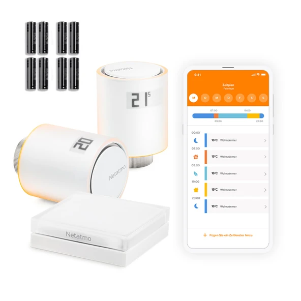 Netatmo Akıllı WiFi radyatör termostatları, radyatörleri kontrol etmek (kendi ısıtma sisteminiz olmadan), enerji tasarrufu sağlamak ve konforu artırmak için başlangıç ​​paketi, NVP-AMZ ürün görseli 1