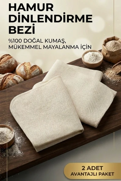 Hamur Dinlendirme Bezi 50x70 cm %100 Doğal Kumaş 2’li Set ürün görseli 1