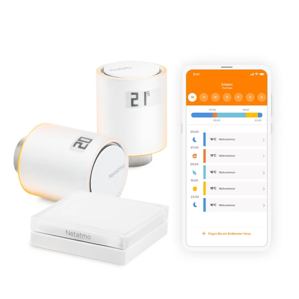 Netatmo Akıllı WiFi radyatör termostatları, radyatörleri kontrol etmek için başlangıç ​​paketi (kendi ısıtma sisteminiz olmadan), NVP-DE ürün görseli 1