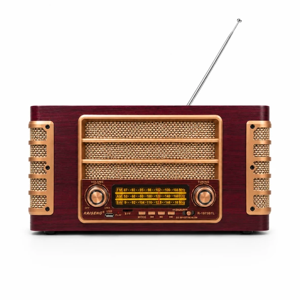 Ultratekno R-1973BTL Retro Bluetooth Radyo Ahşap Görünümlü Nostaljik Müzik Çalar ürün görseli 1