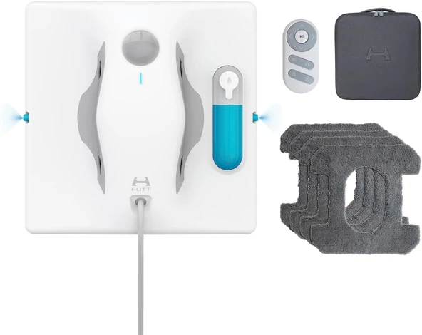 HUTT W8 uzaktan kumandalı pencere temizleme robotu | 2 yönlü püskürtme sistemi ve 3800Pa emiş gücü | 80ml tank, kenar algılama | Cam, fayans, ayna için (4x temizlik bezi, emniyet halatı dahildir) ürün görseli 1