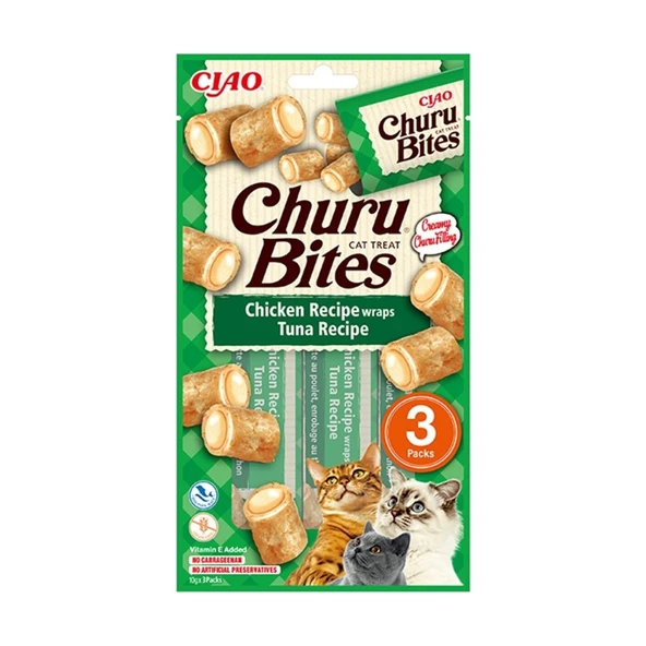 Inaba Ciao Churu Bites Tavuk Sargılı ve Ton Balıklı Kedi Ödül Maması 3 x 10 Gr ürün görseli 1