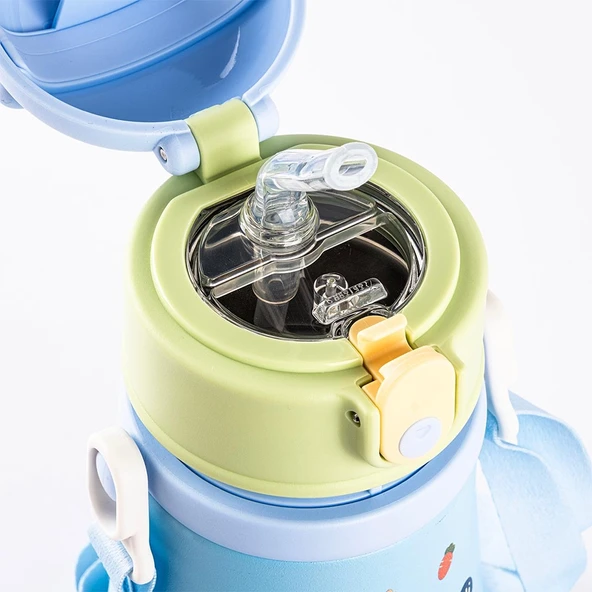 Askılı Çelik Çocuk Termosu 380 ml mavi ürün görseli 1