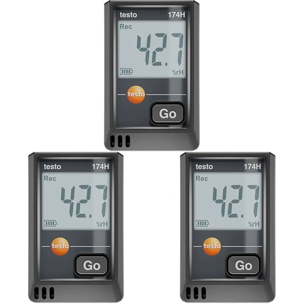 testo 0572 1741 02 174 H sıcaklık veri kaydedici, toprak nemi veri kaydedici -20 ila 70 °C %0 ila 100 bağıl nem (3'lü paket) ürün görseli 1