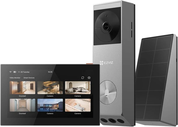 EZVIZ EP3x SD7 akıllı ekranlı kablosuz kapı zili, çift lensli 2K ve 2MP görüntülü kapı zili, kişi/paket algılama, iki yönlü ses ve renkli gece görüşü, 32 GB eMMC depolama ürün görseli 1