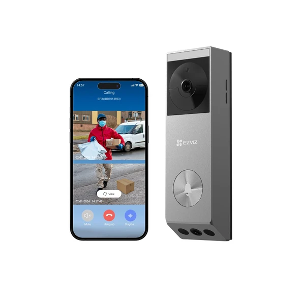EZVIZ 2K ve 1080p Çift Kameralı Görüntülü Kapı Zili, Güneş Panelli Kablosuz Kapı Zili, Kişi Algılama, Paket Algılama, Çift Yönlü Ses ve Renkli Gece Görüşü, 32 GB eMMC Depolama, EP3x Pro ürün görseli 1
