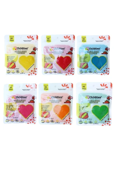 ChildGen Doğal Oyun Hamuru - 6lı 6x125 Gr Vakumlu Kartuş Paket - (ecopack-refill) ürün görseli 1