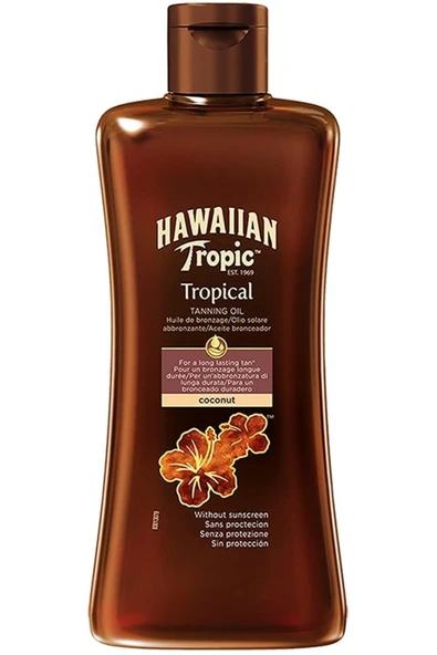 Hawaiian Tropic Tanning Oil Yoğun Bronzlaştırıcı Yağ Faktörsüz 200 ml ürün görseli 1