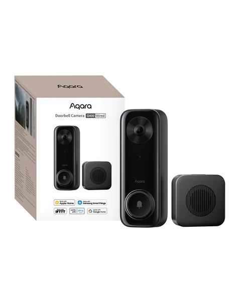 Aqara Kapı Zili Kamerası G400, Zil, Kablolu/PoE, HomeKit Güvenli Video, 2K HD Panoramik Görünüm, İki Yönlü Ses, 2,4/5 GHz, Yerel Algılama ve 7/24 Kayıt, IP65, Alexa/Google/SmartThings ürün görseli 1