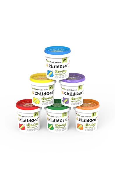 ChildGen Doğal Oyun Hamuru - Eco Cup- 6x125gr Ana Ve Ara Renkler ürün görseli 1