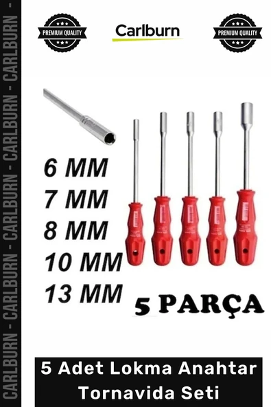 #Lokma Krom Vanadyum Çelik Uzun Sap 5 Adet Lokma Anahtar Tornavida 6/7/8/10/13/mm Metal Altıgen ürün görseli 1