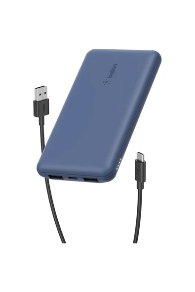Belkin 10K Power Bank + USB-C 15W, Çift USB-A, 15cm USB-A - C Cable ürün görseli 1