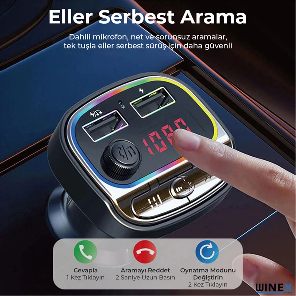 Winex C21 Fm Handsfree Bluetooth Modülatör Araç MP3 Player - Resim 4
