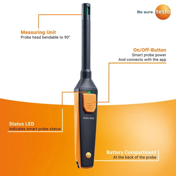 Testo 0560 2605 03 605i termohigrometre - Resim 2