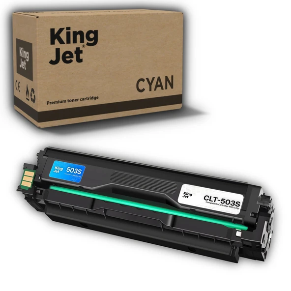 KingJET Samsung Uyumlu CLT-C503S Standart Kapasiteli Mavi (Cyan) Çipli Muadil Toner | SL-C3060ND ürün görseli 1