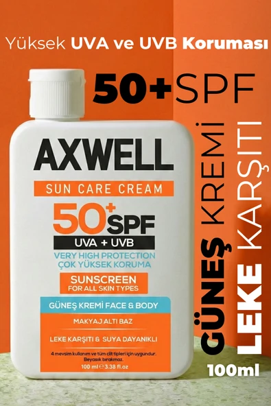 AXWELL Sun Care Cream Leke Karşıtı Güneş Kremi Çok Yüksek Koruma 50+ Spf 100 ml ürün görseli 1
