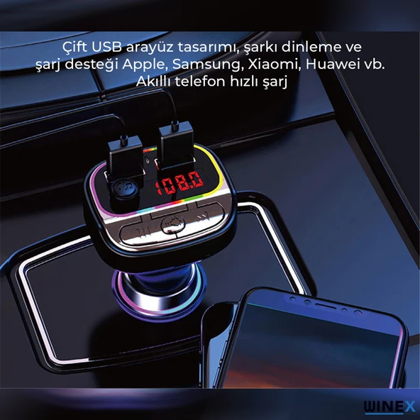Winex C21 Fm Handsfree Bluetooth Modülatör Araç MP3 Player - Resim 3